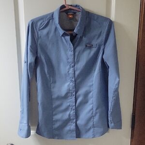 Eddie Bauer Womens Blue Button Up Shirt